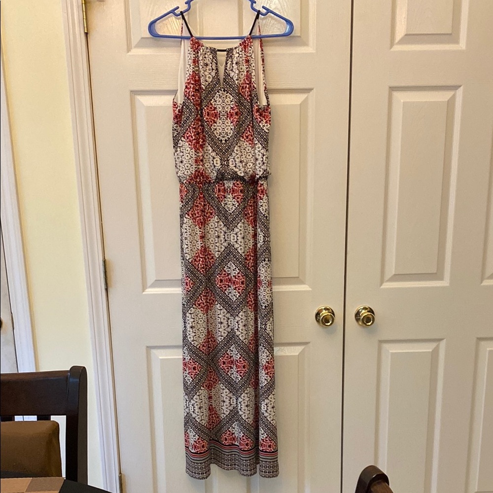 London Times Red Halter Maxi Sundress